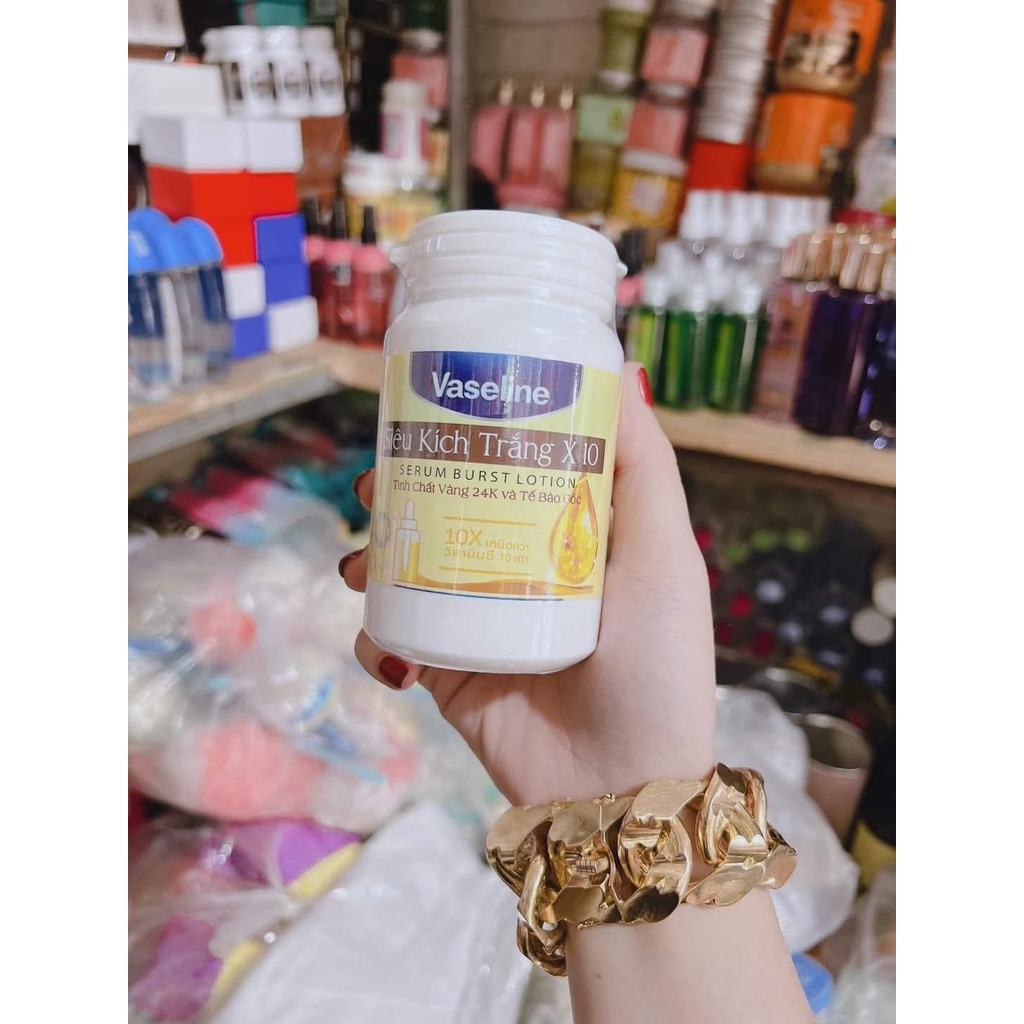 Kích Trắng Vaseline X10 Hủ 200g-Kích trắng vaselin dưỡng ẩm mềm mịn da ngày và đêm