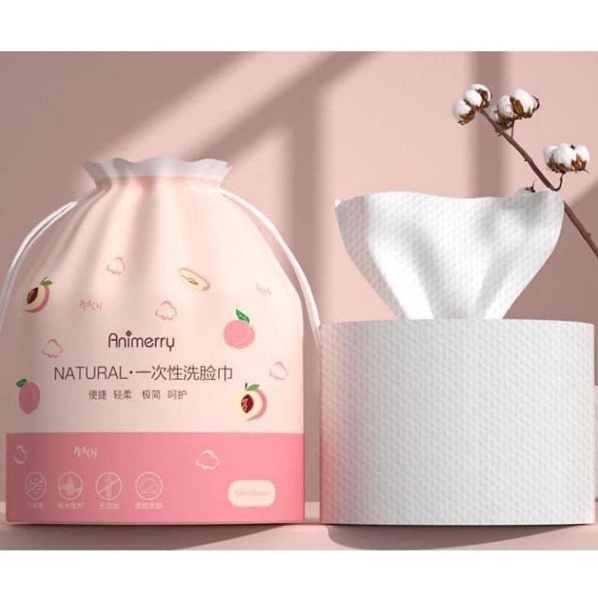 Khăn khô cotton lau mặt đa năng tẩy trang vải không dệt dùng 1 lần Animerry loại tốt