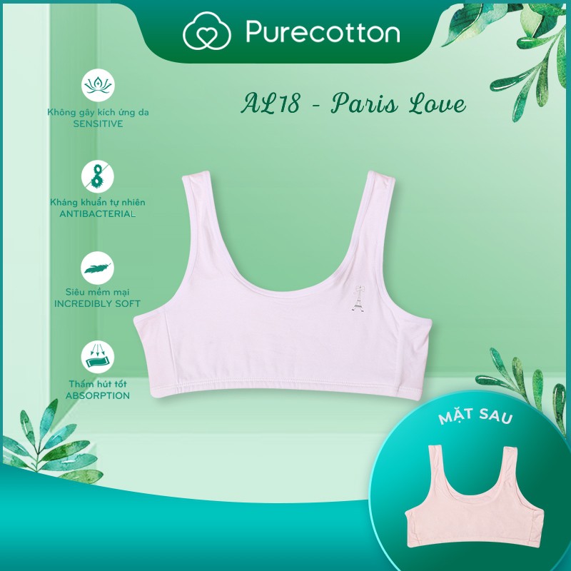 Áo lá học sinh Purecotton cho bé gái mới lớn chất liệu cotton cao cấp kiểu dáng chui đầu không đệm PC001