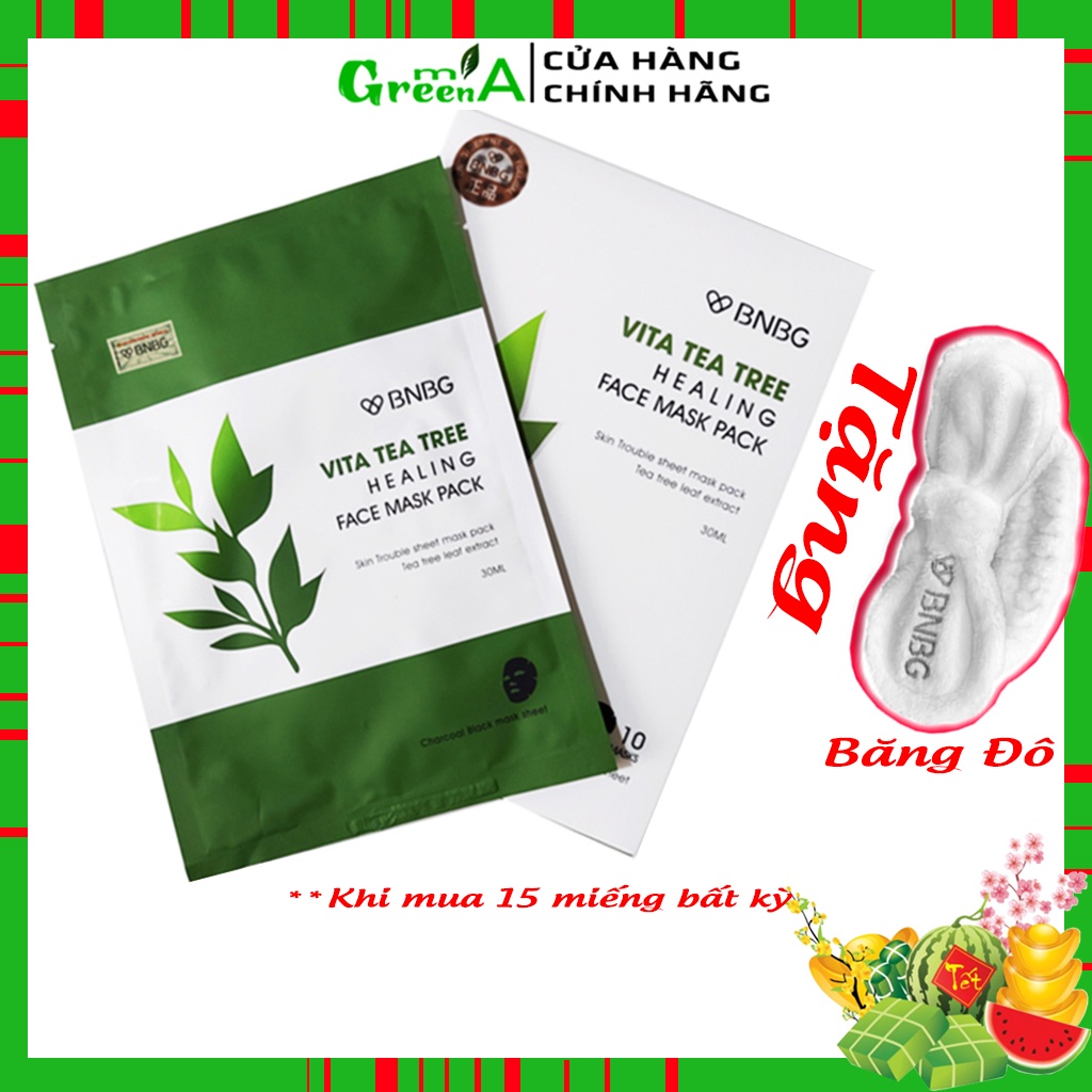 Mặt Nạ Tràm Trà BNBG [COMBO 5 MIẾNG] Giảm Mụn Thâm Sẹo Thải Độc Da BNBG Vita Tea Tree Healing Face Mask Pack