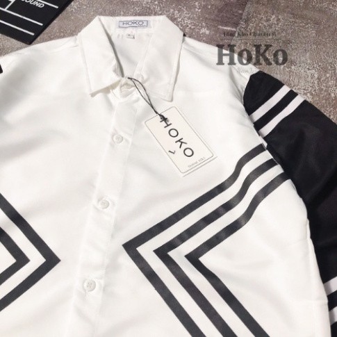 HOKO Áo Sơ Mi Nam Dài Tay Trắng,Phối Tay Sọc Kẻ, Chất Liệu lụa Cao Cấp | BigBuy360 - bigbuy360.vn