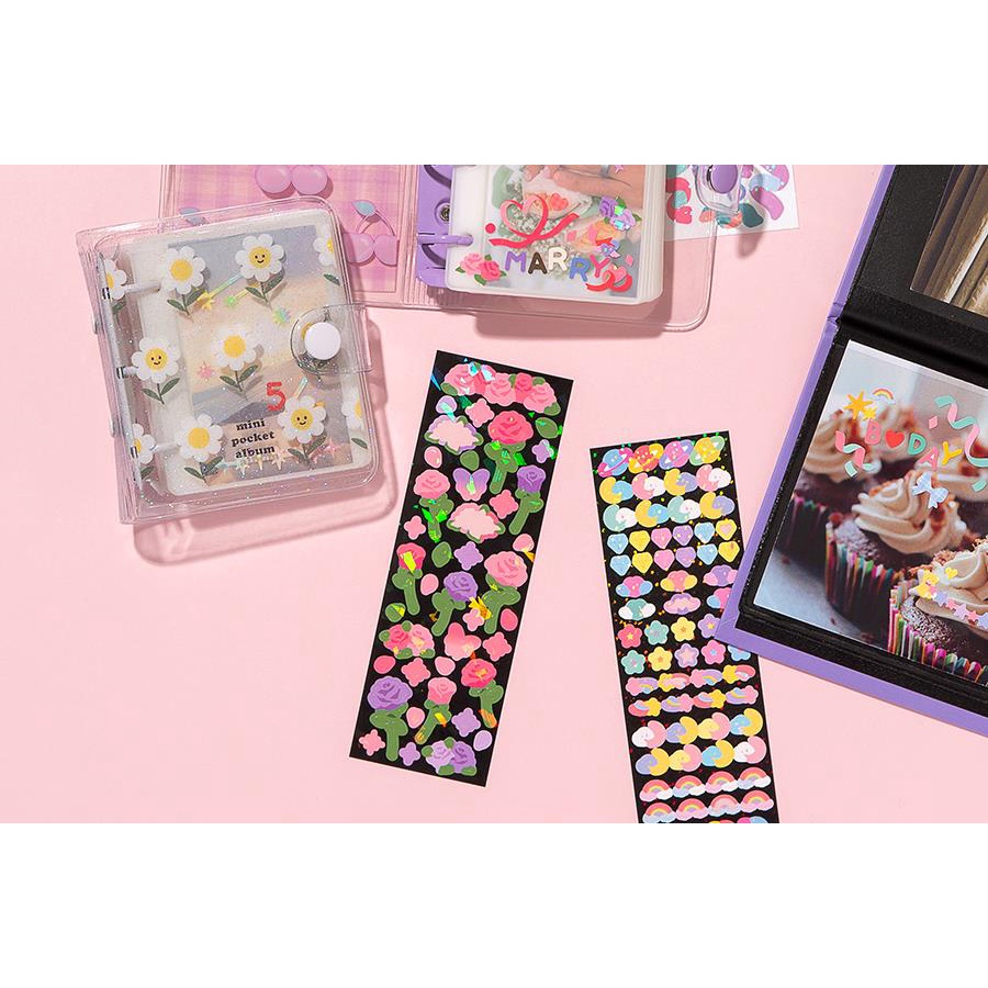 Set 2 Tấm Sticker ARTBOX Hàn Quốc Hologram Hình Hoa Hồng