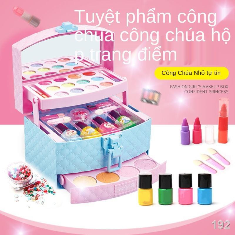 XBộ mỹ phẩm trẻ em an toàn không độc hại hộp trang điểm công chúa sơn móng tay cô gái chơi nhà đồ món quà sinh nhật