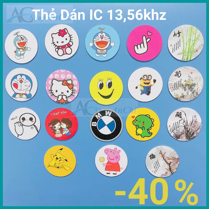 Thẻ từ NFC dành cho khóa cửa thông minh, khóa điện từ, cảm ứng từ thang máy mẫu thẻ dán IC 13,56khz có nhiều hình kute