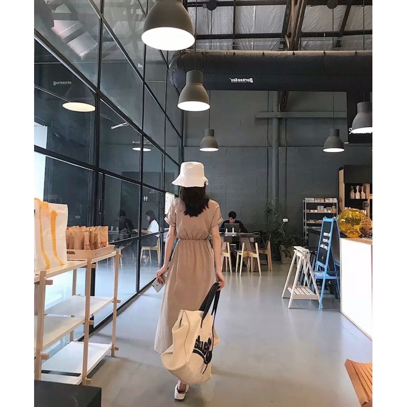 Váy cotton nhúm bụng xẻ 3 màu | BigBuy360 - bigbuy360.vn