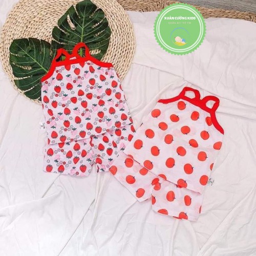 Bộ 2 dây cho bé, đồ bộ 2 dây mùa hè Xuân Cường Kids cho bé gái chất cotton có lỗ thông hơi size từ 6 đến 18kg