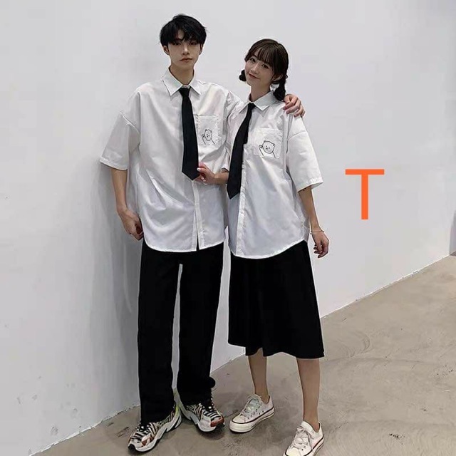 Áo sơ-mi cộc tay in gấu kèm cà vạt TTB766