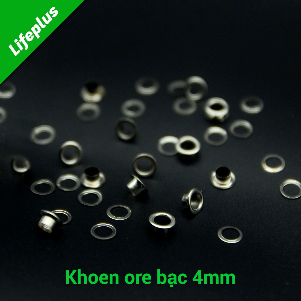 Khoen ore bạc 4mm túi 500 cặp chuyên bấm vải, giấy, da