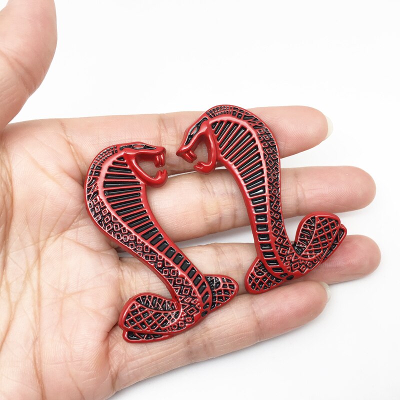 2 Cái / bộ ✷ ❈ kim loại Cobra Snake logo Xe Dán Phía Sau Thân Xe Biểu Tượng Lưới Tản Nhiệt Huy Hiệu Cho Mustang GT500 SVT Shelby Kiểu Dáng Xe