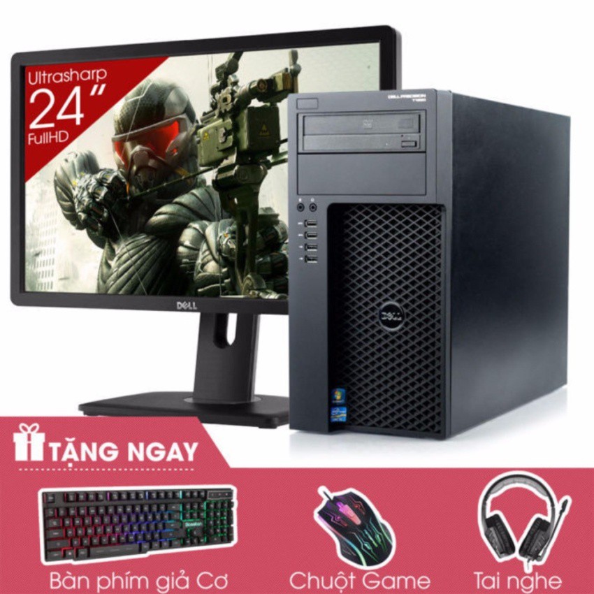 Máy tính để bàn DELL PRECISION T1650 MT + Màn hình Dell 24inch UltraSharp (Core I5 3470, 8GB, SSD120GB,HDD1TB)+Quà Tặng