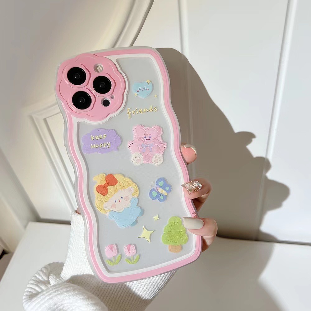 Ốp Điện Thoại tpu Mềm Họa Tiết Cô Gái Và Chú Gấu Cho Iphone 12 pro max 11 pro max xs max 7 Plus Xr x 13 pro max