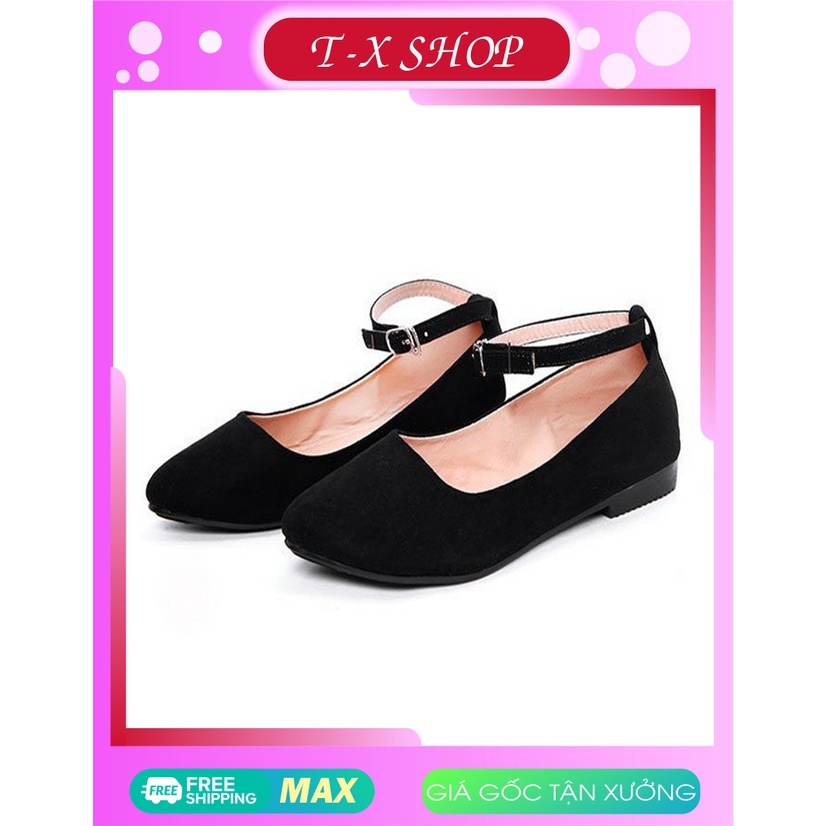 Giày Búp Bê Nữ Có Quai Màu Đen𝑭𝑹𝑬𝑬𝑺𝑯𝑰𝑷Giày Búp Bê Công Sở
