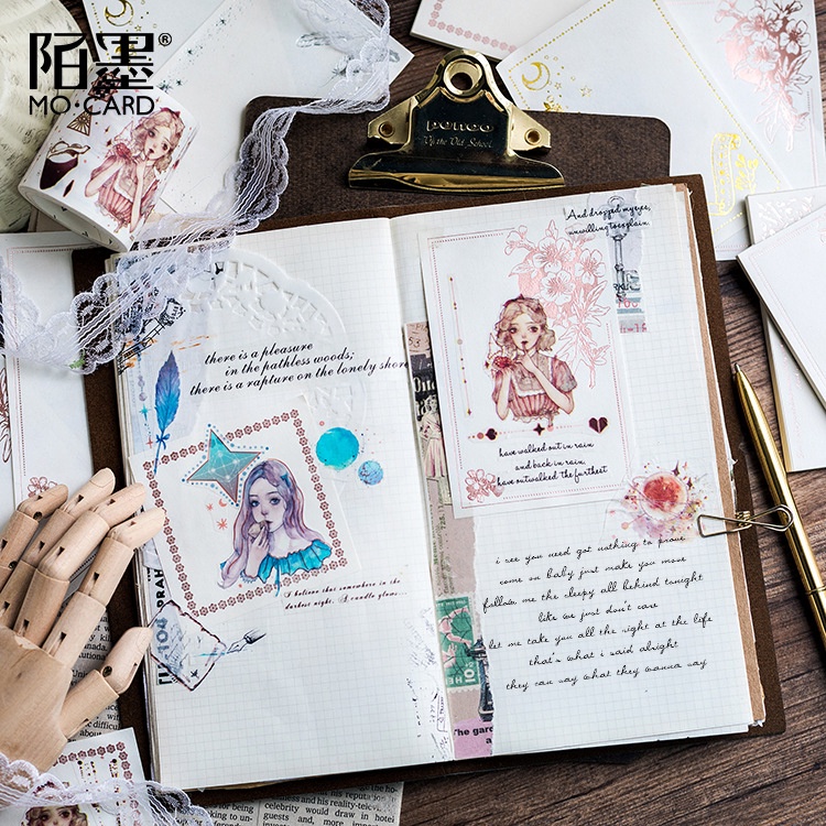 Taeyang369hz Bộ 30 Giấy Ghi Chú Ánh Nhũ Viền Cổ Điển Cực Đẹp Note Vintage Trang Trí Sổ Bullet Journal Scrapbook