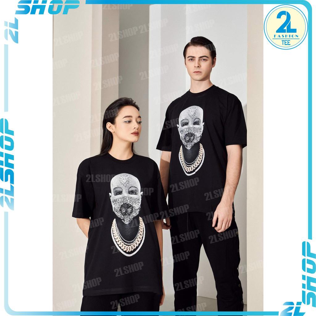 Áo thun form rộng tay lỡ UNISEX mặt nạ Mikenko in hình nổi GD GDRAGON, áo phông nam nữ ngắn tay cổ tròn chất cotton