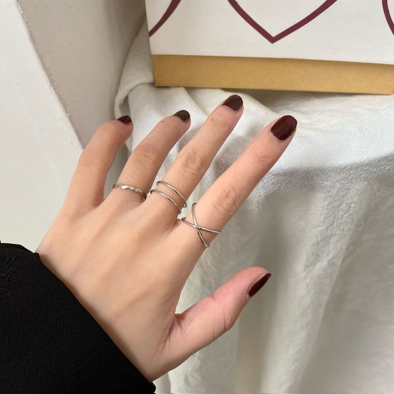 Set 3 chiếc nhẫn thiết kế 2 lớp đơn giản thời trang dành cho nữ