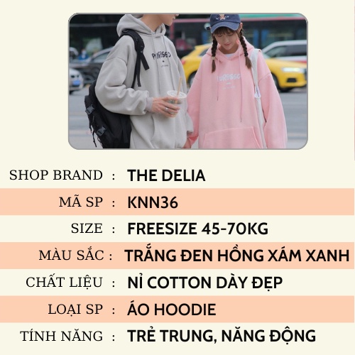Áo hoodie nữ form rộng dày giá rẻ cute có mũ THE DELIA - Áo Khoác Nỉ Hoodie PURBSSO KNN36 | BigBuy360 - bigbuy360.vn