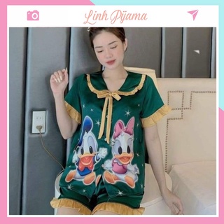 Đồ bộ nữ Vic's LỤA SATIN cao cấp, đồ ngủ hoạ tiết mặc nhà sang trọng L133  thời trang nữ pijama
