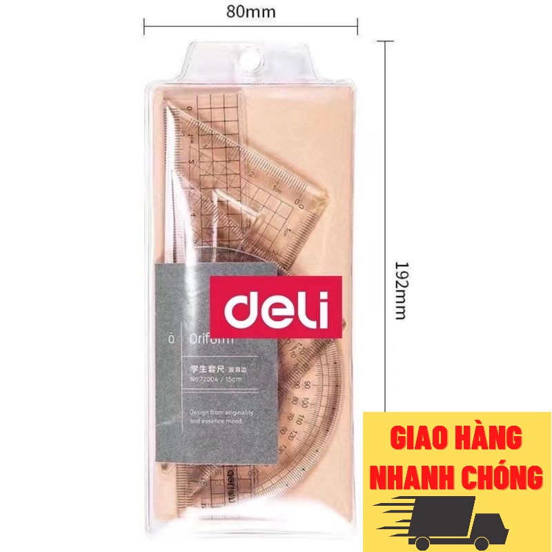 COMBO BỘ 4 THƯỚC KẺ HỌC SINH DELI