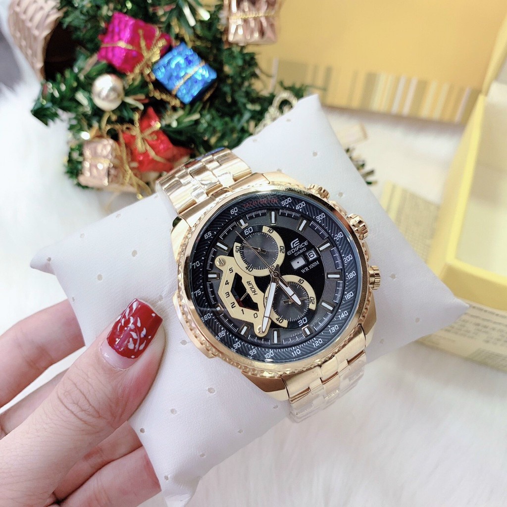 ĐỒNG HỒ NAM EDIFICE EF-558FG , DÂY THÉP MÀU VÀNG , SIZE 45MM