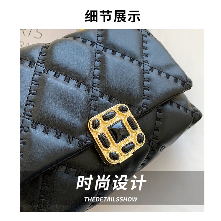 Túi Đeo JASMIN NOIR Chéo Dáng Vuông Nhỏ Họa Tiết Sọc Caro Phối Dây Xích Thời Trang Trẻ Trung Cho Nữ