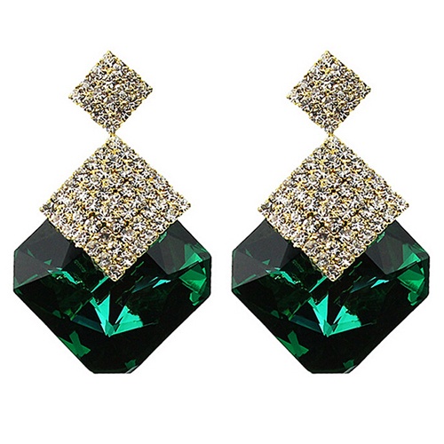 Đôi khuyên tai dài đính đá phong cách thời trang cho nữ