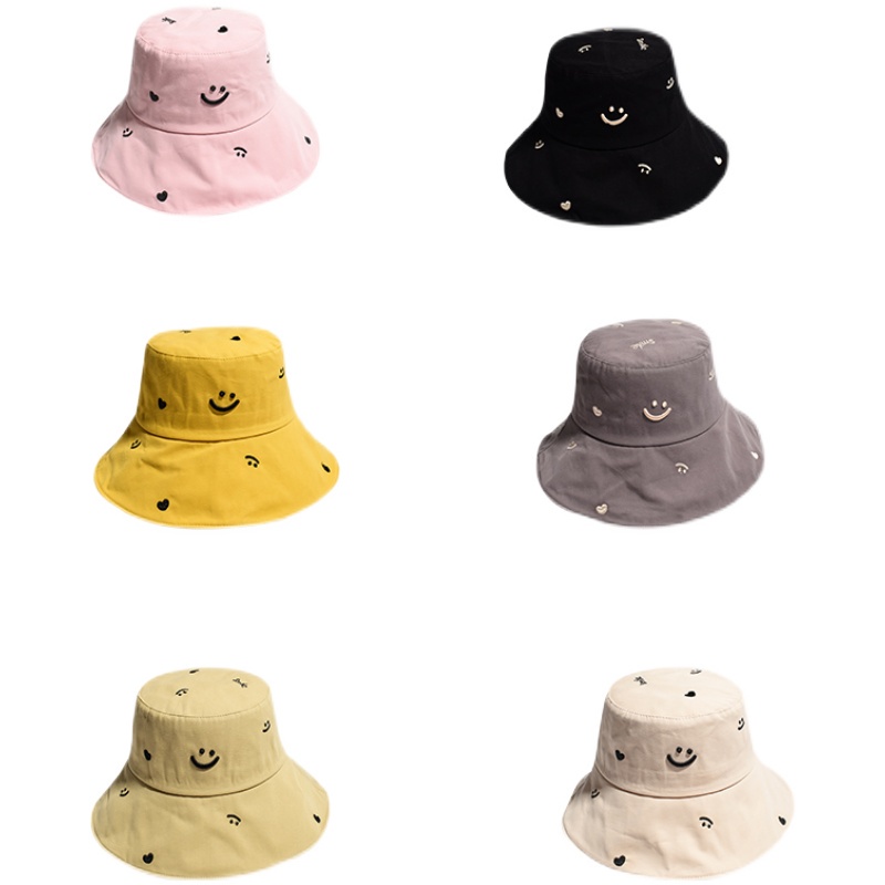Nón Tai Bèo Thêu Hình Mặt Cười Thời Trang Mùa Hè Hàn Quốc