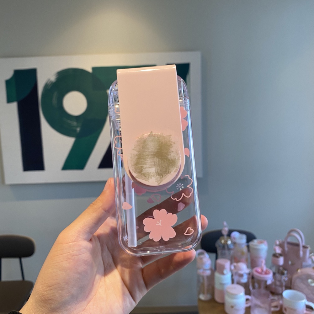 Có Thể Tái Sử Dụng Starbucks Tumbler Hoa Anh Đào Cốc Xoay Starbucks Ống Hút Cốc Gấp Gọn 290Ml FATE1