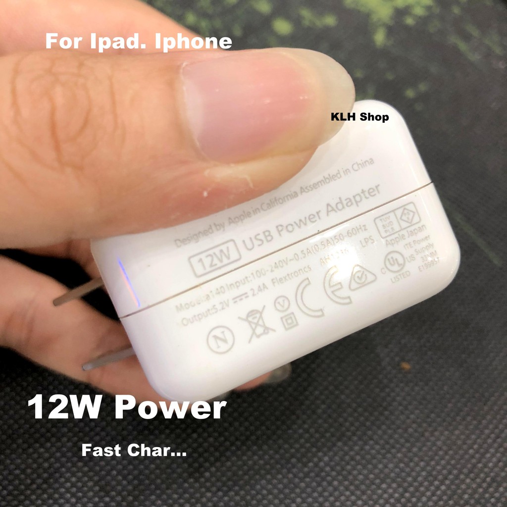 Củ sạc nhanh Ipad z12w cao cấp không nóng máy, Cốc sạt Iphone ipad tương thích các loại dây cáp xạc KLH