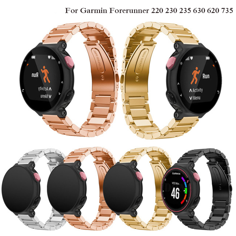 Dây đeo bằng thép không gỉ sang trọng cho đồng hồ thông minh Garmin Forerunner 220 230 235 630 620 735 735 XT