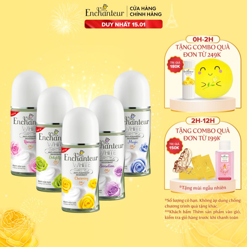 Lăn khử mùi trắng da Enchanteur Charming/ Delightful/ Romantic/Sensation/Magic 50ml