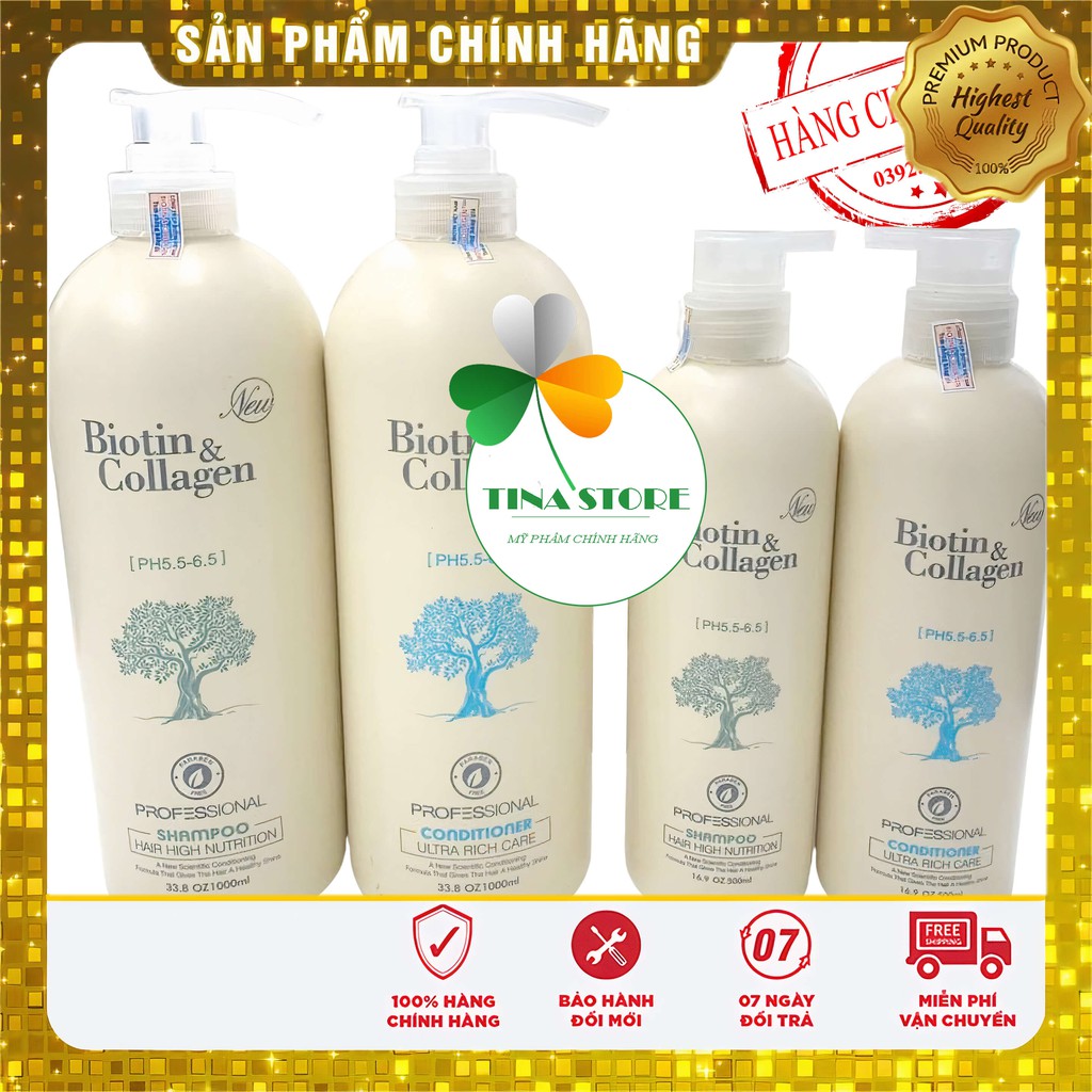 Miễn Ship🔥Cặp Dầu Gội Xả BIOTIN COLLAGEN Trắng 500ml 1000ml |Giảm Rụng Tóc, Phục Hồi Tóc Khô Xơ, Hư Tổn, Chống Gàu, Ngứa