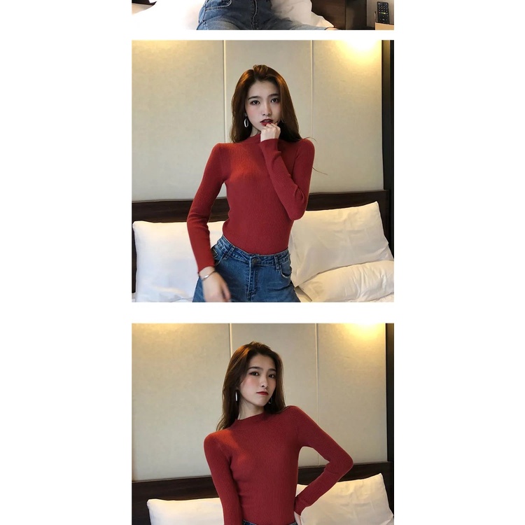 Áo Sweater Cổ Lọ Dáng Ôm Phong Cách Hàn Quốc Thời Trang Xuân Thu 2020 Cho Nữ
