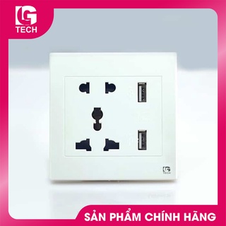 Ổ cắm điện 5 chấu âm tường kết hợp 2 cổng usb lg tech lg-f21-023