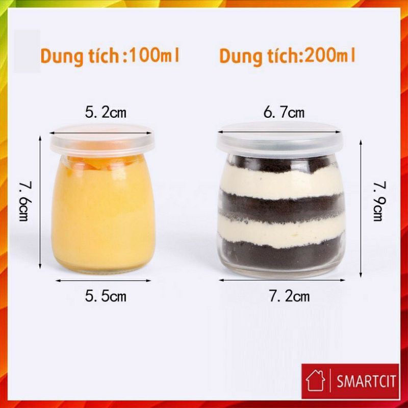 12 hũ sữa chua, hộp kem plan, hũ đựng sữa chua 100ml, hộp caramen thủy tinh