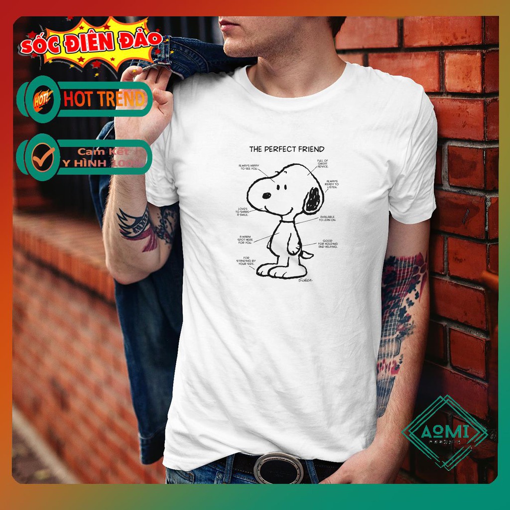 ÁO THUN TAY LỠ THỜI TRANG Snoopy The Perfect Friend PHONG CÁCH HÀN QUỐC AOMI