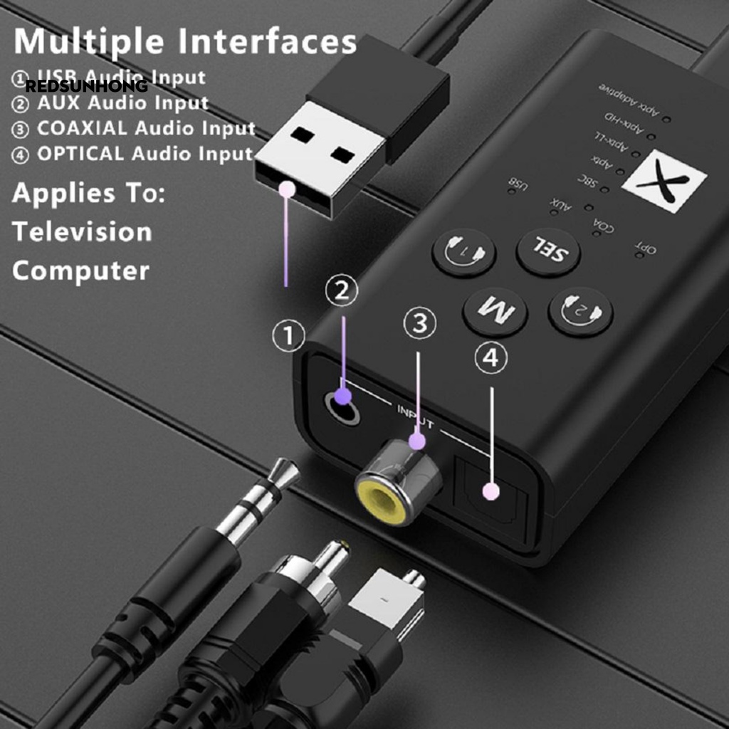 Bộ Thiết Bị Chuyển Đổi Âm Thanh Bluetooth 5.2 Sợi Đồng Trục USB AUX 2 Trong 1 Aptx