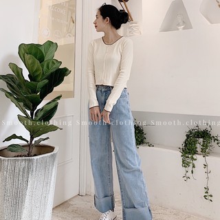 Áo len gân viền