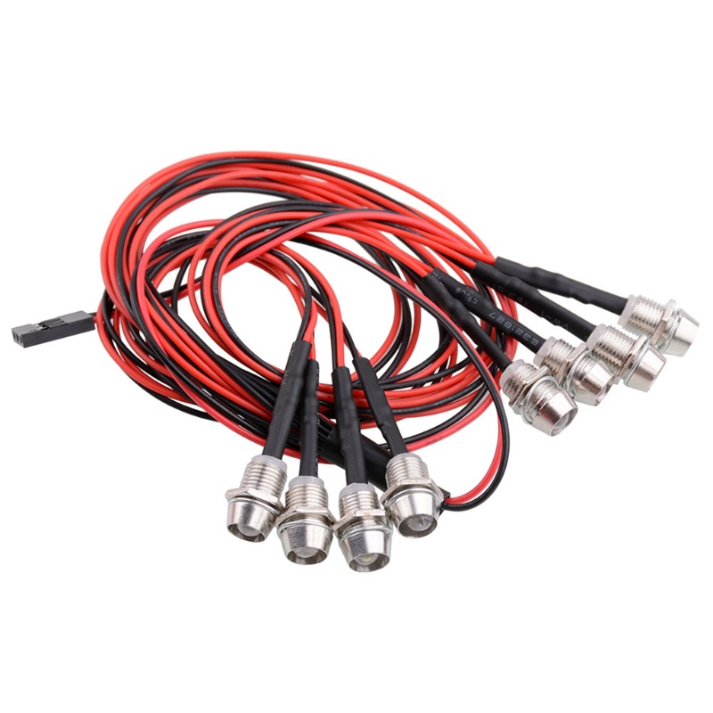 Dây Đèn LED 8 Bóng 5MM Ánh Sáng Trắng / Đỏ Kèm Điều Khiển Từ Xa Cho Xe Hơi R / C Tỉ Lệ 1 / 10 Sc