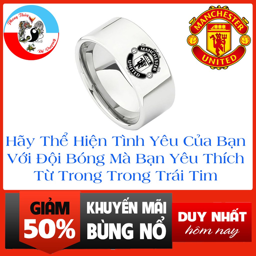 Nhẫn Nam Nữ Phong Cách Đẹp Ngầu Titan Không Gỉ Logo Manchester United Fan Christiano Ronaldo