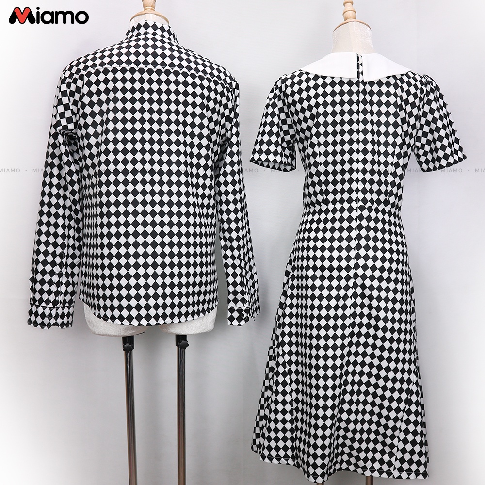 [Freeship] Set đồ đôi couple áo sơ mi nam + đầm nữ thiết kế thanh lịch thời trang Miamo TN18 (Kèm ảnh thật)