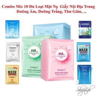 Mặt Nạ Giấy Nội Địa Trung Dưỡng Ẩm, Thư Giãn, Làm Sáng Da Mix màu ngẫu nhiên NPP Shoptido
