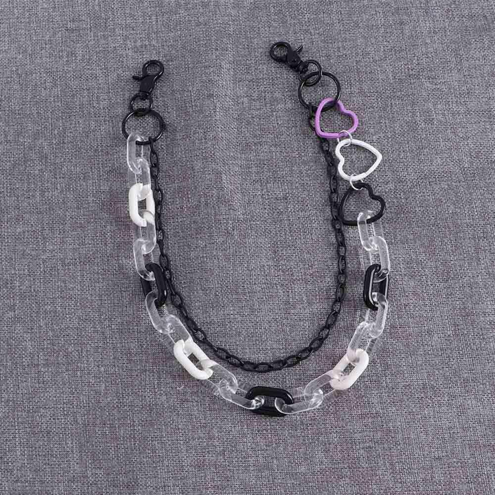 Dây Thắt Lưng Hai Lớp Màu Ngà Hình Trái Tim Phong Cách Hip Hop Punk Cá Tính