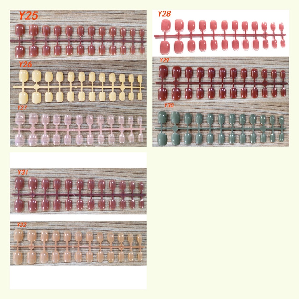 Set 24 MóNg Tay Giả MàU SắC Đơn GiảN ThờI Trang Cho Nữ