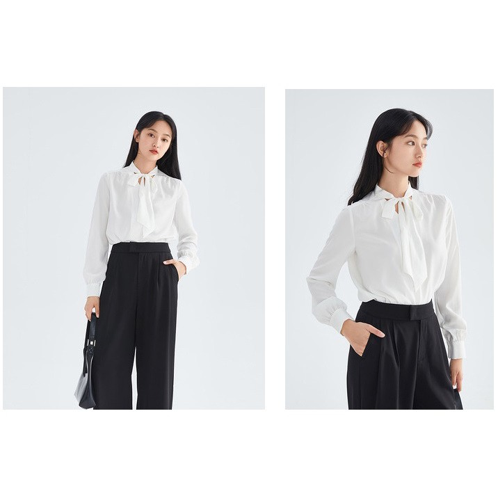 Áo Thời Trang Công Sở Nữ Cổ Nhật Thắt Nơ Trẻ Trung, Sơ Mi Trắng Basic Quyên Fashion AA509
