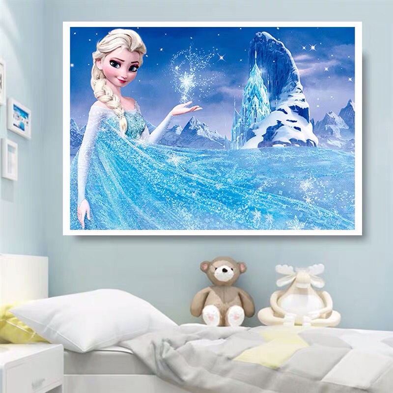 Tranh Thêu Chữ Thập Đính Đá Tự Làm Hình Công Chúa Elsa Trong Phim Frozen