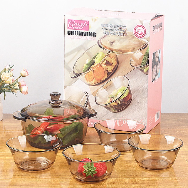 Set 5 bát thủy tinh Chunming - bộ đồ bàn ăn cao cấp, đẹp mắt, tiện dụng