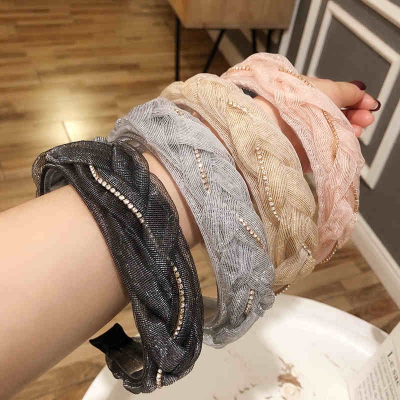 Băng Đô Cài Tóc Thắt Tết Bím Cao Cấp, Bờm Tóc Turban Vải Lụa Voan Phong Cách Hàn Quốc Cho Nữ Đẹp