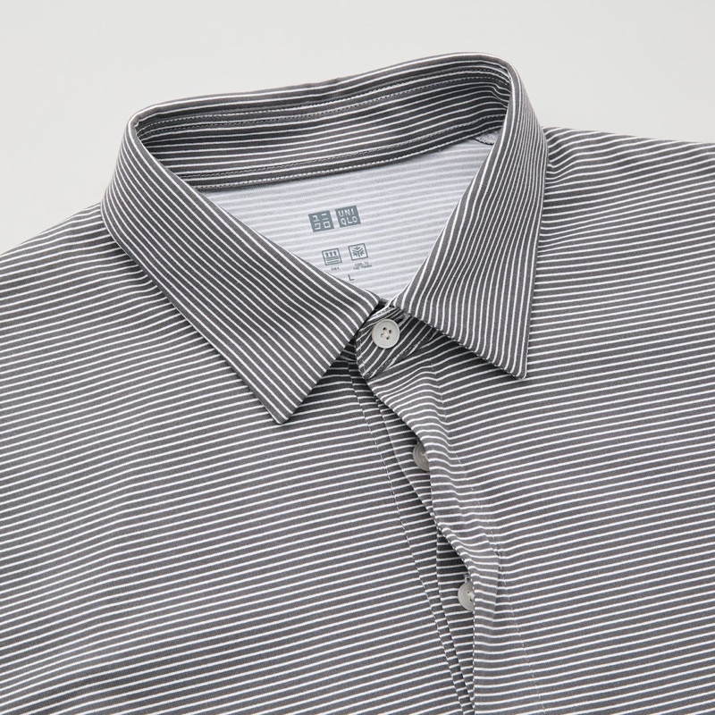 Áo phông polo nam kẻ sọc ngang nhỏ dòng làm mát Airism của Uniqlo