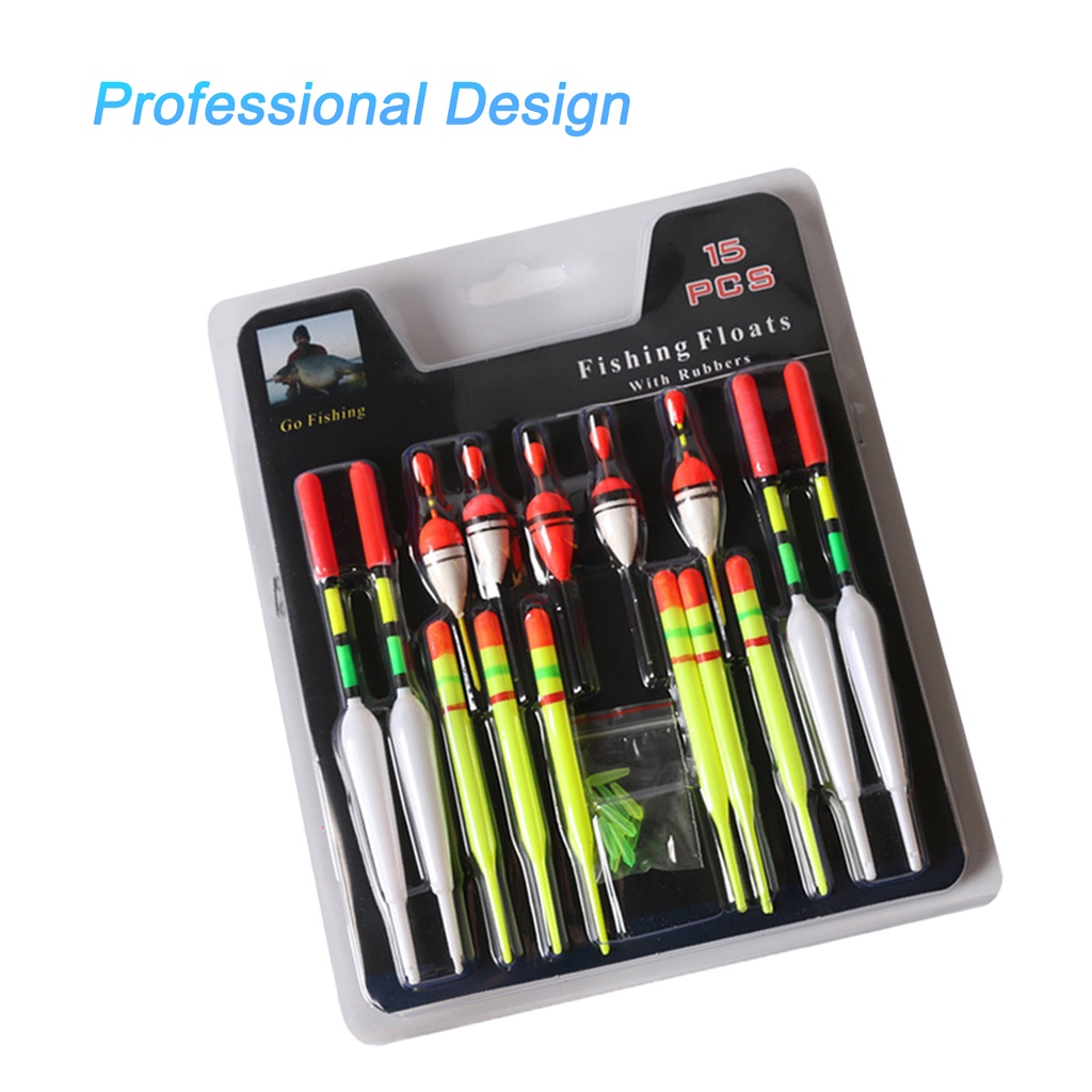 Set 15 Phao Câu Cá Dạng Đứng Trọng Lượng Nhẹ Tiện Dụng