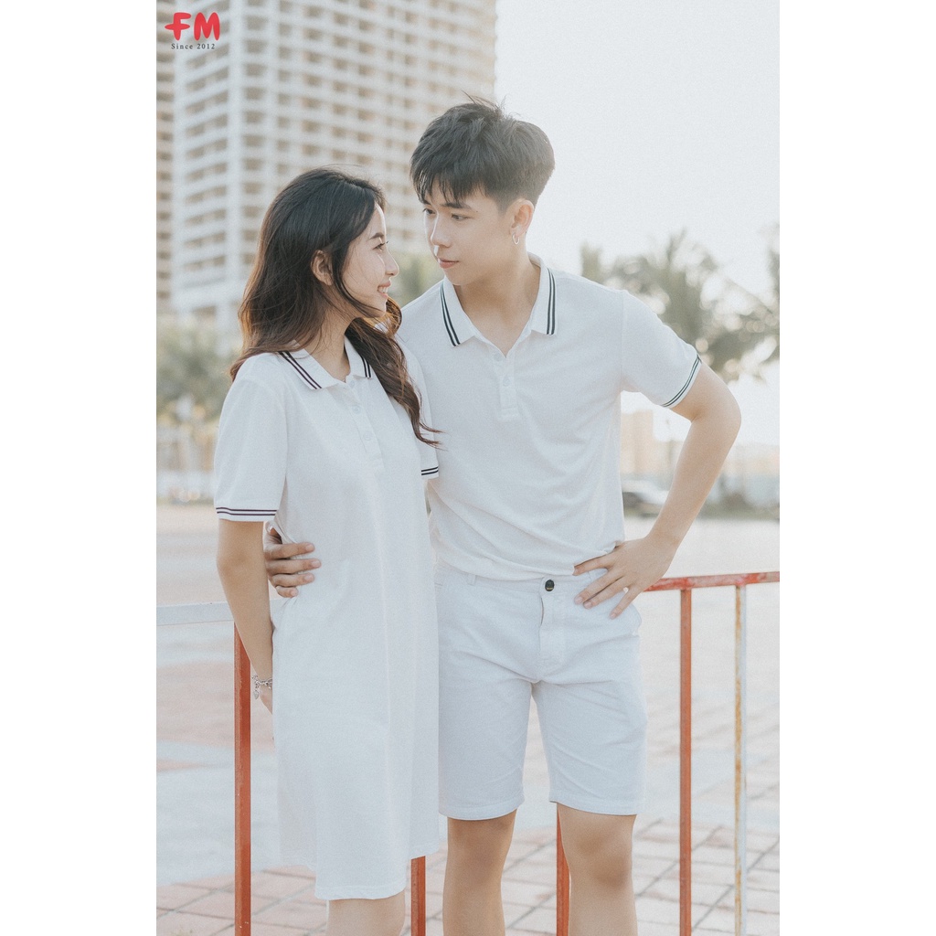 Set đồ đôi nam nữ FM Style áo thun có cổ kèm váy polo dáng ngắn basic chất cotton xịn thời trang couple 220126724